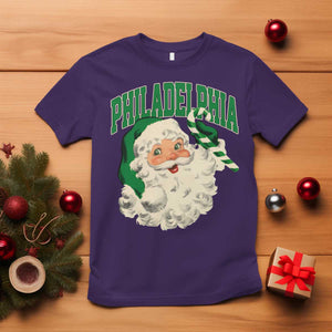 Christmas PFE T Shirt Vintage Varsity Retro Santa Face Game Day TS10 Purple Print Your Wear