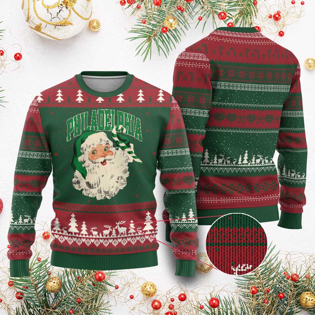 Christmas PFE Ugly Christmas Sweater Vintage Varsity Retro Santa Face Game Day TS10 Red Green Print Your Wear