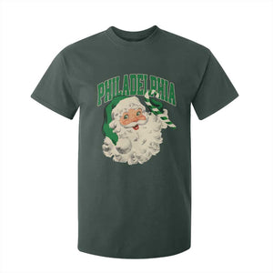 Christmas PFE T Shirt For Kid Vintage Varsity Retro Santa Face Game Day TS10 Dark Forest Green Print Your Wear