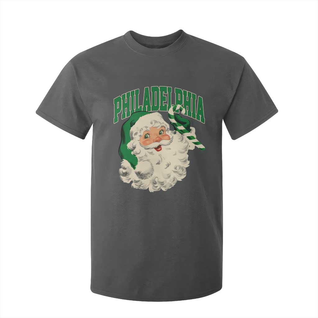 Christmas PFE T Shirt For Kid Vintage Varsity Retro Santa Face Game Day TS10 Dark Heather Print Your Wear
