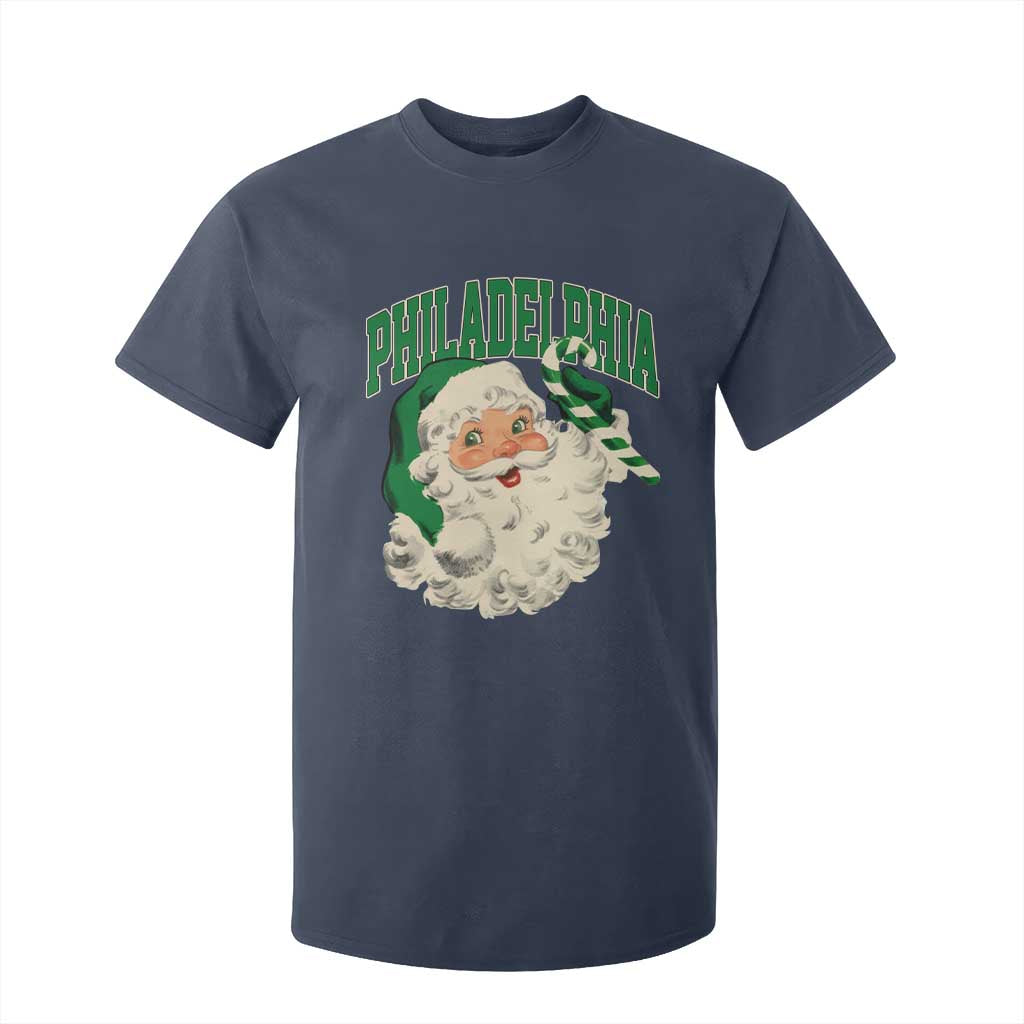 Christmas PFE T Shirt For Kid Vintage Varsity Retro Santa Face Game Day TS10 Navy Print Your Wear