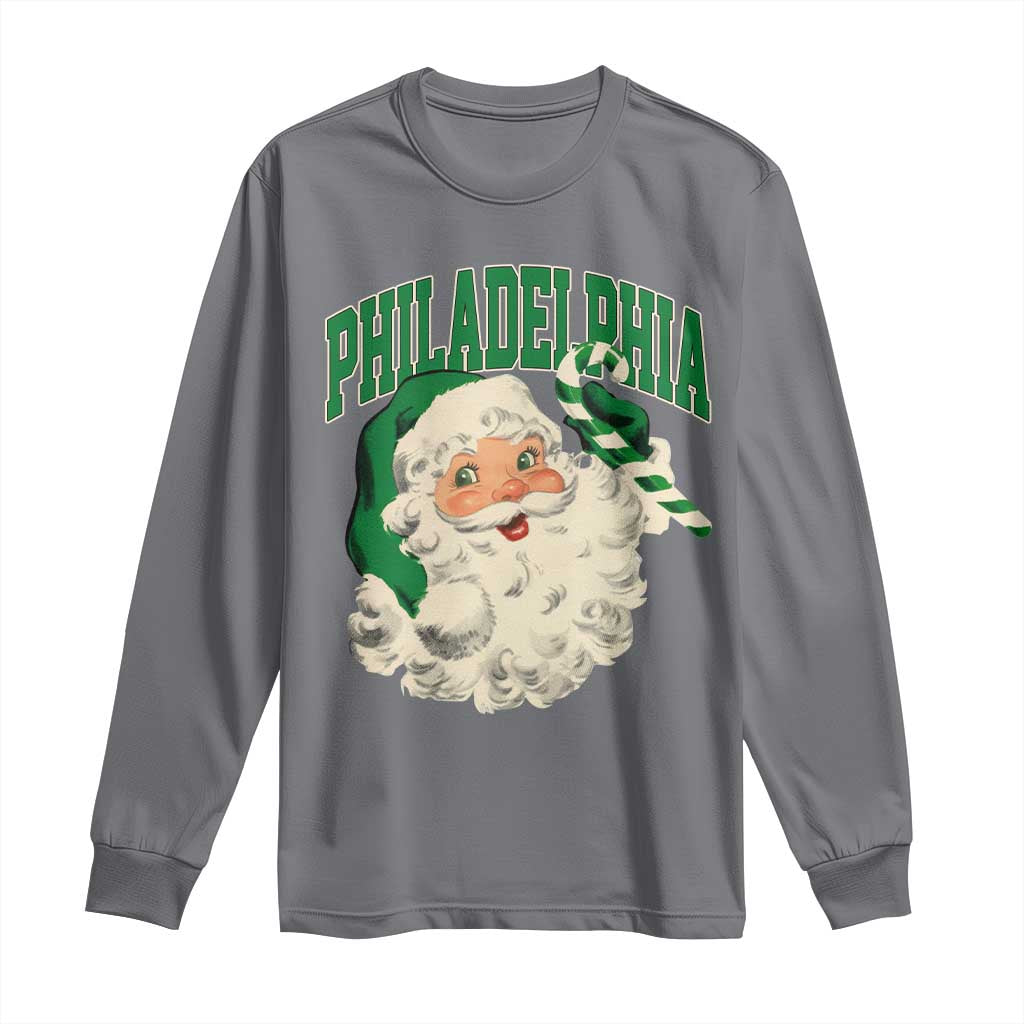 Christmas PFE Long Sleeve Shirt Vintage Varsity Retro Santa Face Game Day TS10 Charcoal Print Your Wear