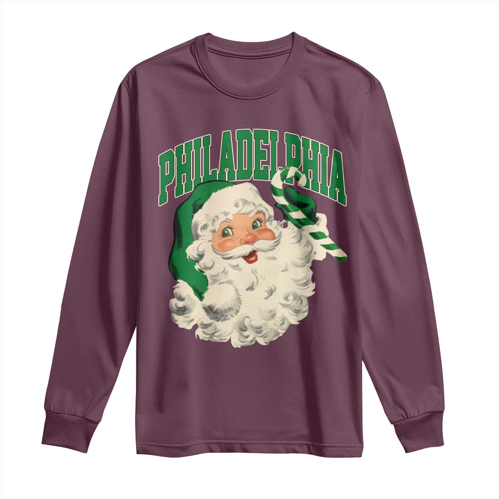 Christmas PFE Long Sleeve Shirt Vintage Varsity Retro Santa Face Game Day TS10 Maroon Print Your Wear