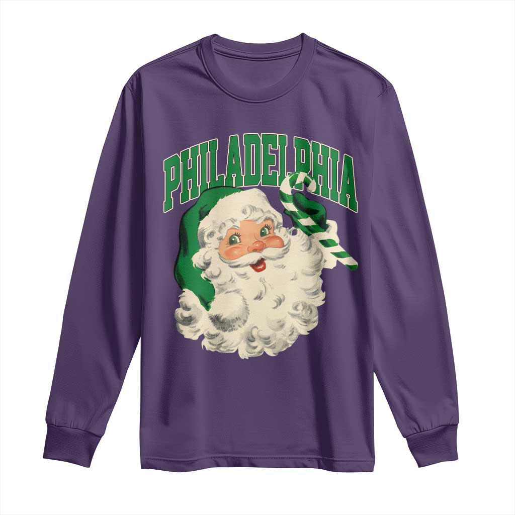 Christmas PFE Long Sleeve Shirt Vintage Varsity Retro Santa Face Game Day TS10 Purple Print Your Wear