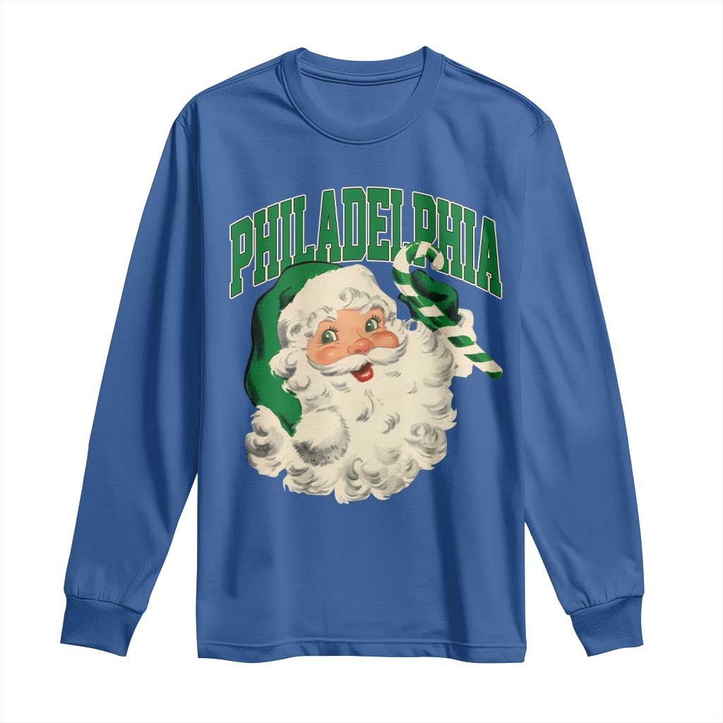 Christmas PFE Long Sleeve Shirt Vintage Varsity Retro Santa Face Game Day TS10 Royal Blue Print Your Wear