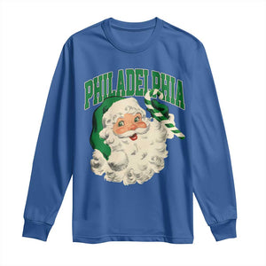 Christmas PFE Long Sleeve Shirt Vintage Varsity Retro Santa Face Game Day TS10 Royal Blue Print Your Wear