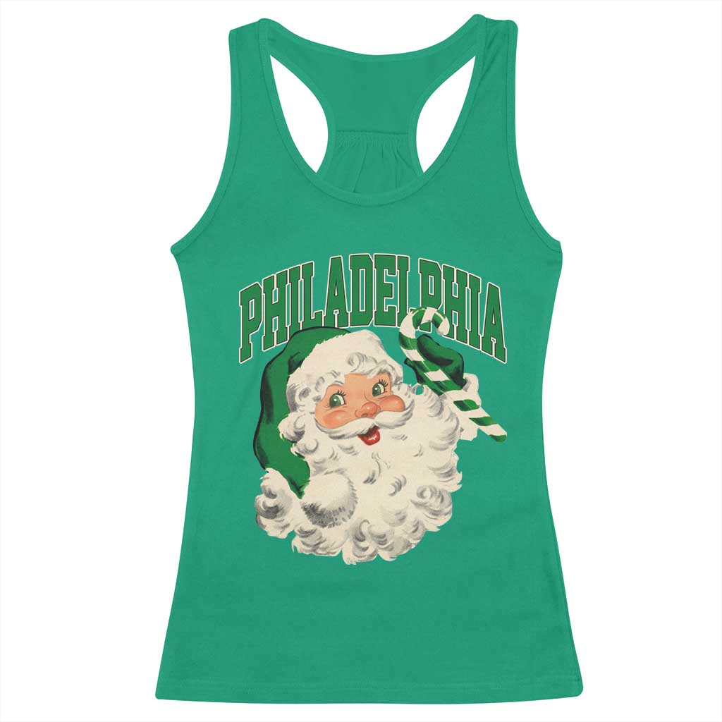 Christmas PFE Racerback Tank Top Vintage Varsity Retro Santa Face Game Day TS10 Irish Green Print Your Wear