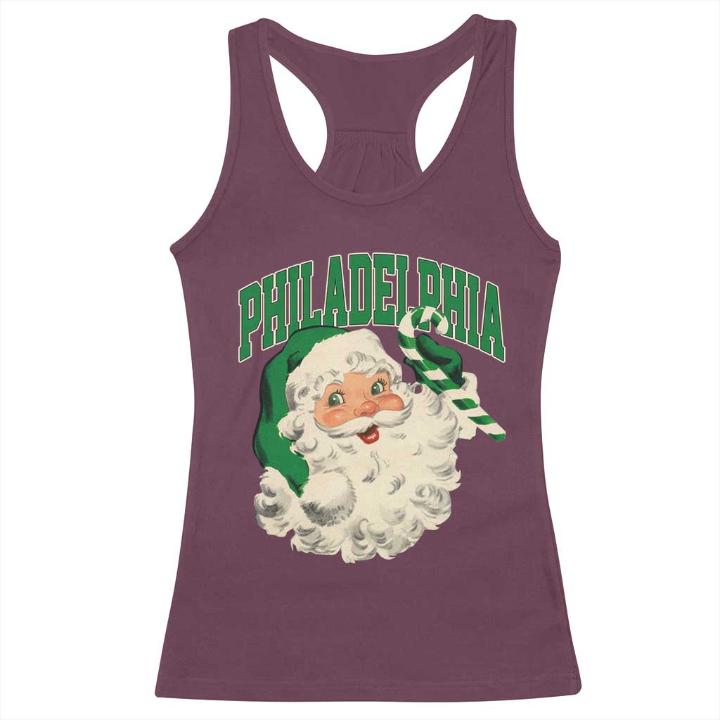 Christmas PFE Racerback Tank Top Vintage Varsity Retro Santa Face Game Day TS10 Maroon Print Your Wear