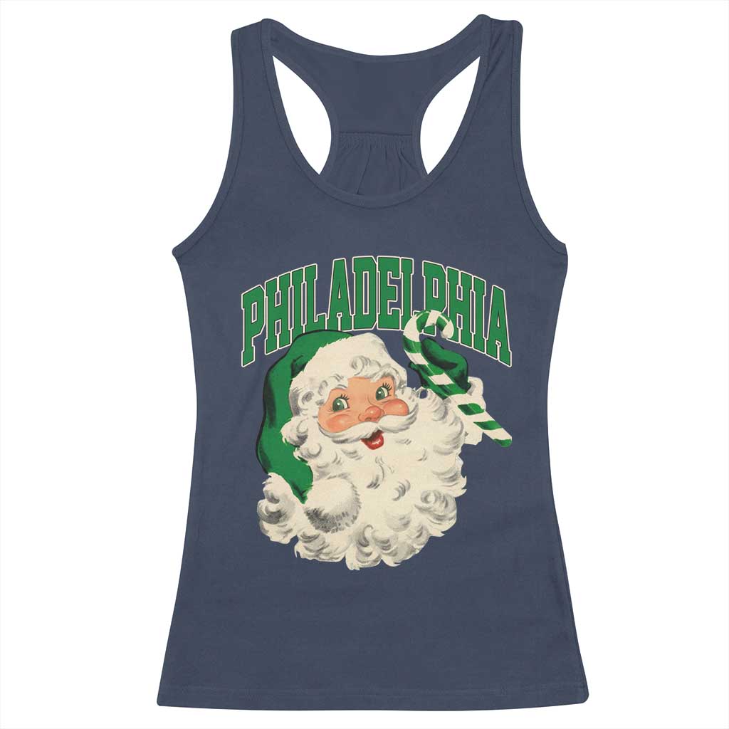 Christmas PFE Racerback Tank Top Vintage Varsity Retro Santa Face Game Day TS10 Navy Print Your Wear