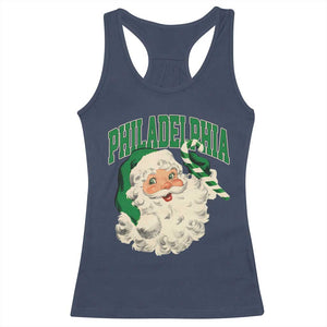 Christmas PFE Racerback Tank Top Vintage Varsity Retro Santa Face Game Day TS10 Navy Print Your Wear
