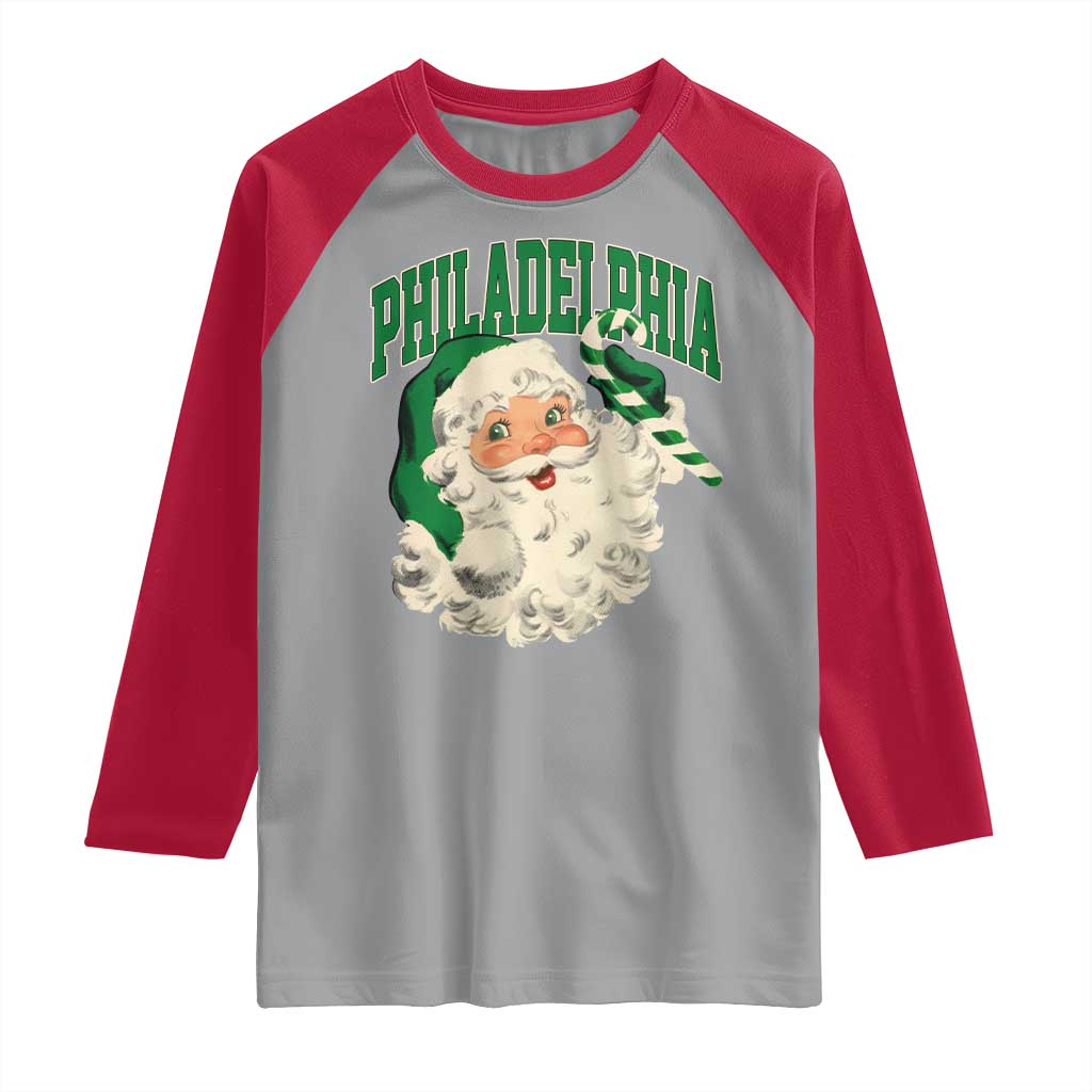 Christmas PFE Raglan Shirt Vintage Varsity Retro Santa Face Game Day TS10 Sport Gray Red Print Your Wear