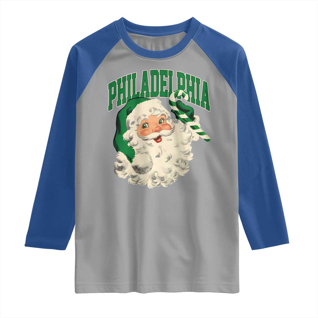 Christmas PFE Raglan Shirt Vintage Varsity Retro Santa Face Game Day TS10 Sport Gray Royal Print Your Wear