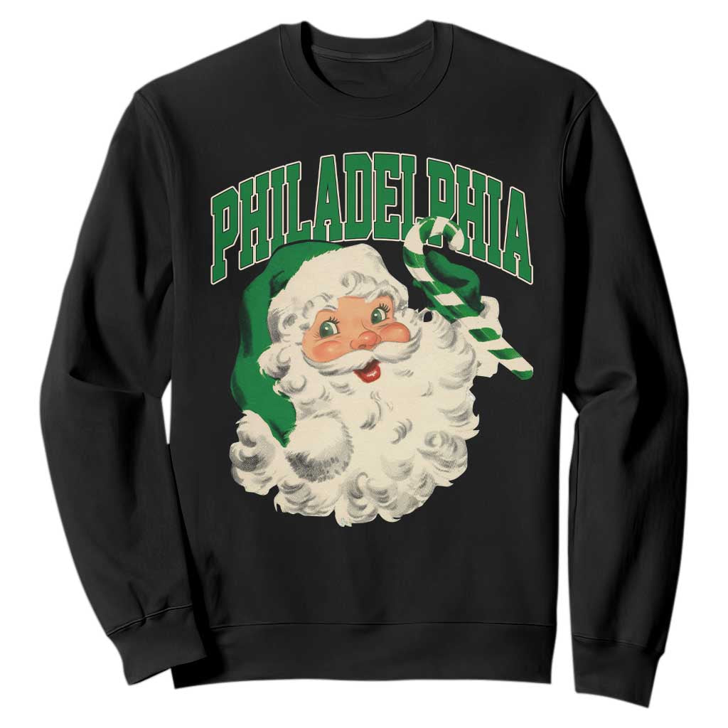 Christmas Philadelphia Fan Sweatshirt Vintage Varsity Retro Santa Face Game Day TS10 Black Print Your Wear