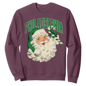 Christmas Philadelphia Fan Sweatshirt Vintage Varsity Retro Santa Face Game Day TS10 Maroon Print Your Wear