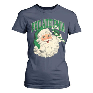 Christmas PFE T Shirt For Women Vintage Varsity Retro Santa Face Game Day TS10 Navy Print Your Wear