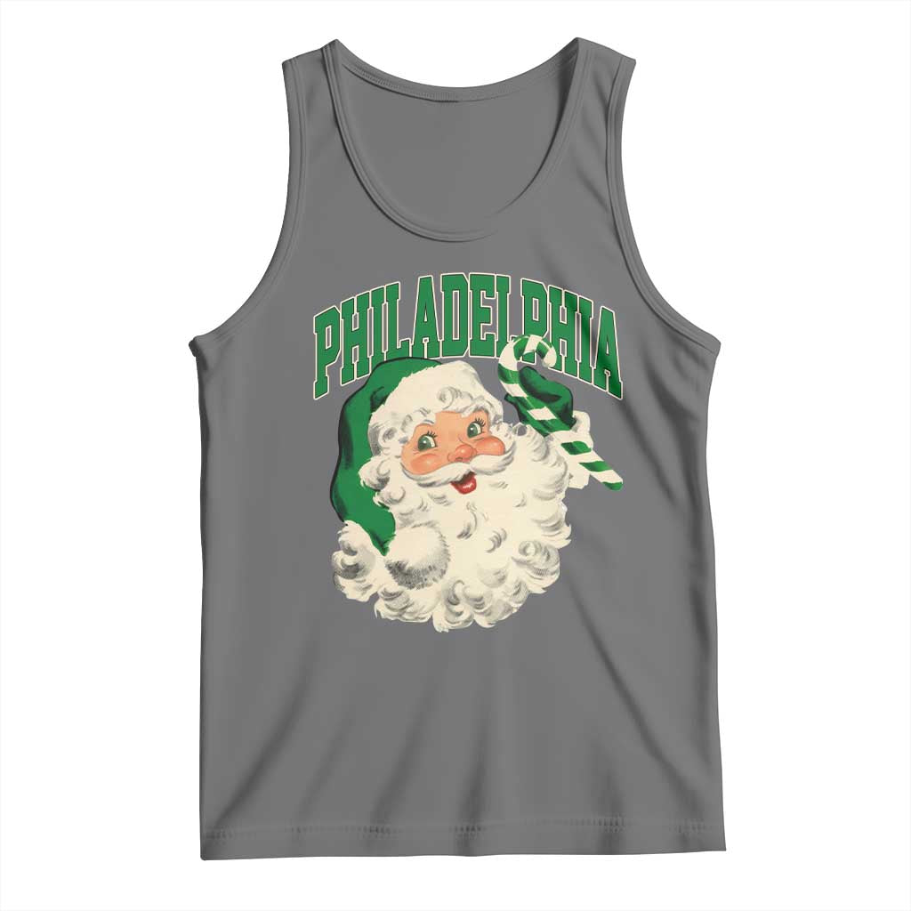 Christmas PFE Tank Top Vintage Varsity Retro Santa Face Game Day TS10 Black Heather Print Your Wear