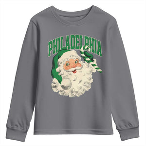 Christmas PFE Youth Sweatshirt Vintage Varsity Retro Santa Face Game Day TS10 Charcoal Print Your Wear