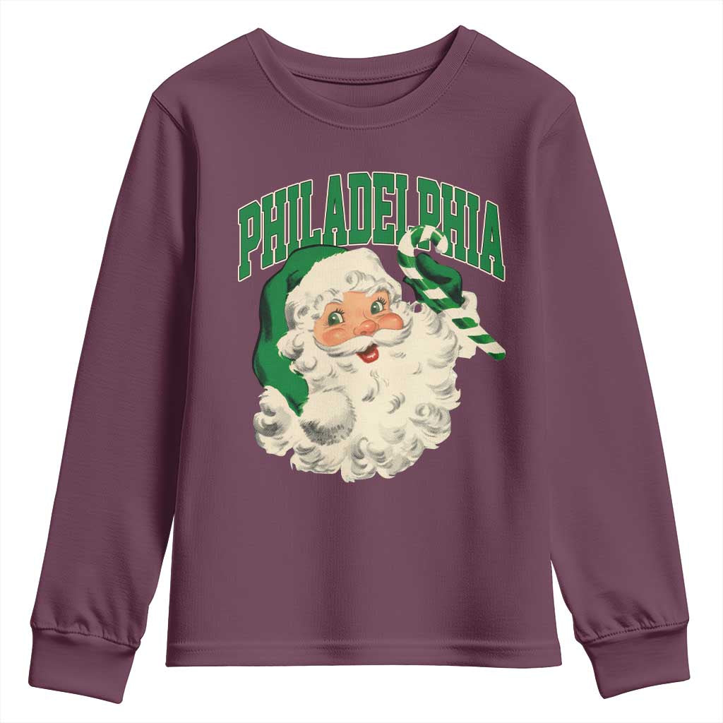 Christmas PFE Youth Sweatshirt Vintage Varsity Retro Santa Face Game Day TS10 Maroon Print Your Wear