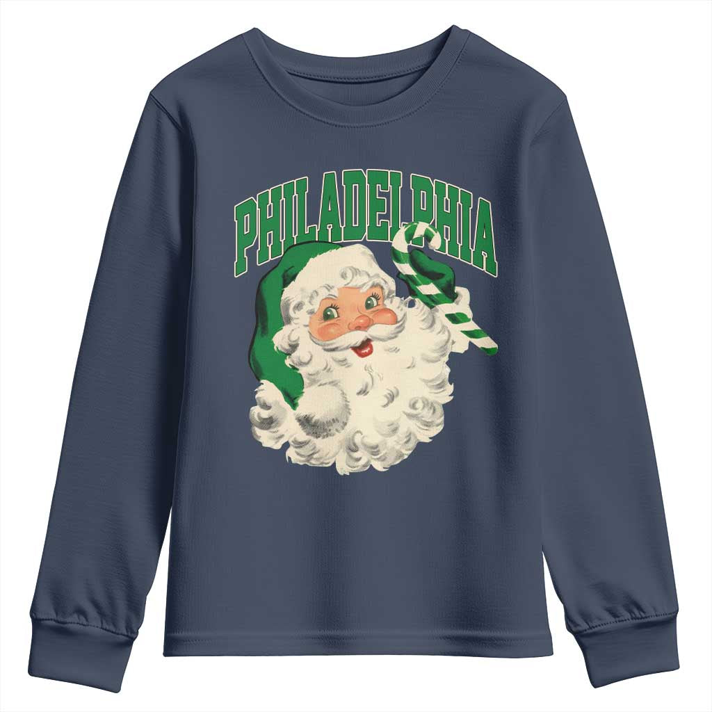 Christmas PFE Youth Sweatshirt Vintage Varsity Retro Santa Face Game Day TS10 Navy Print Your Wear