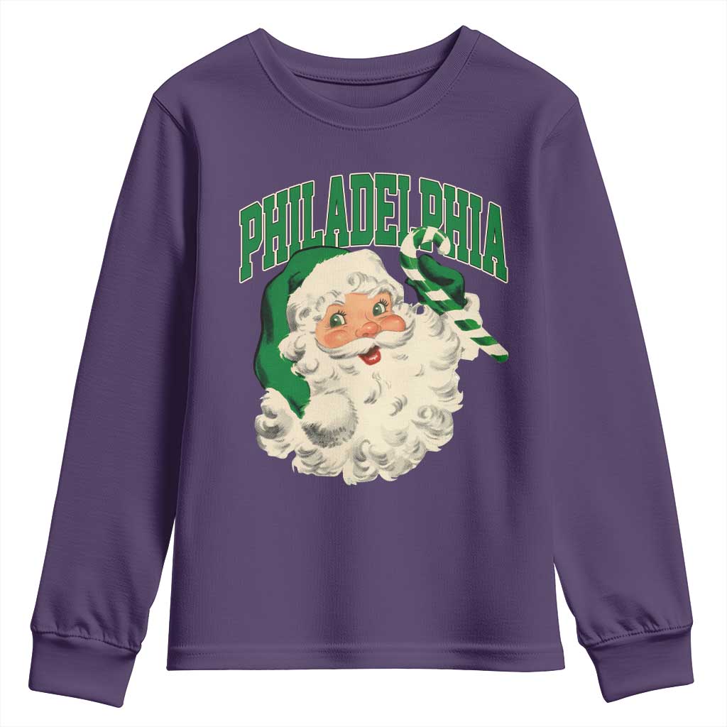 Christmas PFE Youth Sweatshirt Vintage Varsity Retro Santa Face Game Day TS10 Purple Print Your Wear
