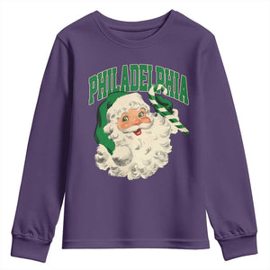 Christmas PFE Youth Sweatshirt Vintage Varsity Retro Santa Face Game Day TS10 Purple Print Your Wear