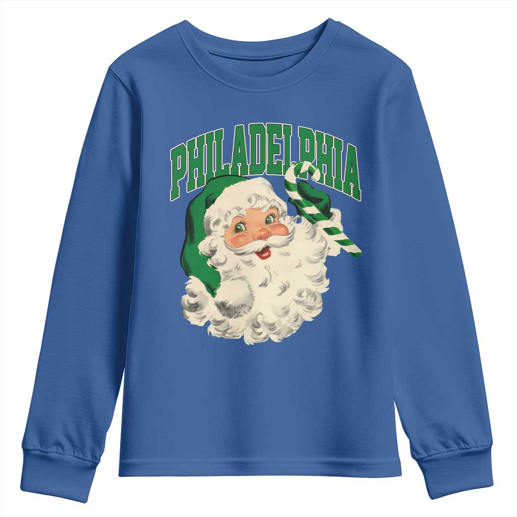 Christmas PFE Youth Sweatshirt Vintage Varsity Retro Santa Face Game Day TS10 Royal Blue Print Your Wear