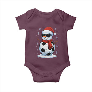 Christmas Soccer Snowman Baby Onesie Snowflakes Holiday Sports Xmas Pajamas Red Santa Hat TS10 Maroon Print Your Wear