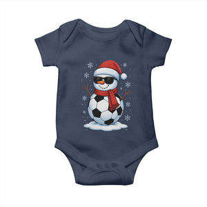 Christmas Soccer Snowman Baby Onesie Snowflakes Holiday Sports Xmas Pajamas Red Santa Hat TS10 Navy Print Your Wear