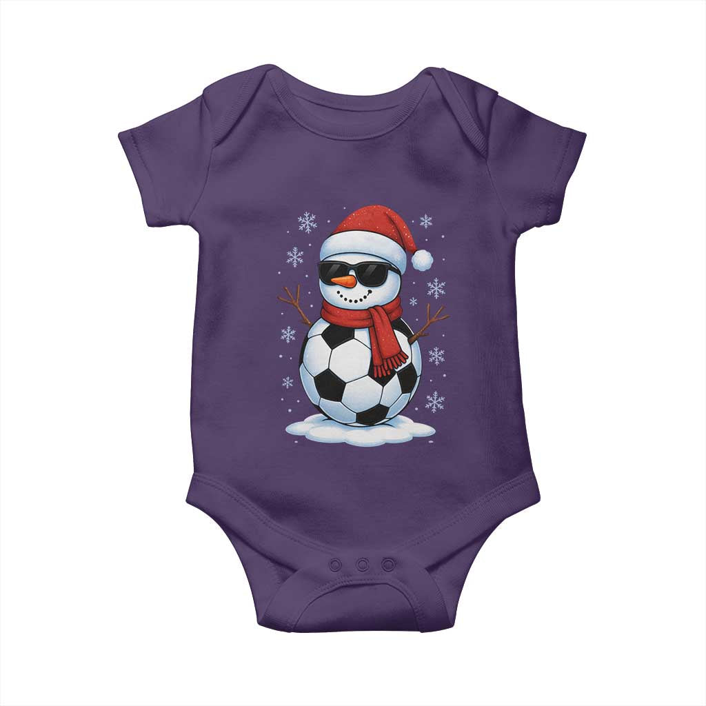 Christmas Soccer Snowman Baby Onesie Snowflakes Holiday Sports Xmas Pajamas Red Santa Hat TS10 Purple Print Your Wear