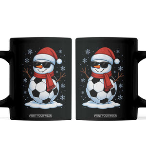 Christmas Soccer Snowman Coffee Mug Snowflakes Holiday Sports Xmas Pajamas Red Santa Hat TS10 Black Print Your Wear