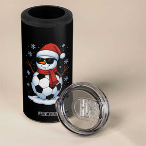 Christmas Soccer Snowman 4 in 1 Can Cooler Tumbler Snowflakes Holiday Sports Xmas Pajamas Red Santa Hat TS10 Print Your Wear