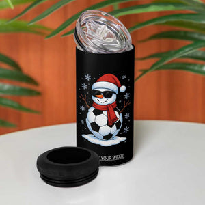 Christmas Soccer Snowman 4 in 1 Can Cooler Tumbler Snowflakes Holiday Sports Xmas Pajamas Red Santa Hat TS10 Print Your Wear