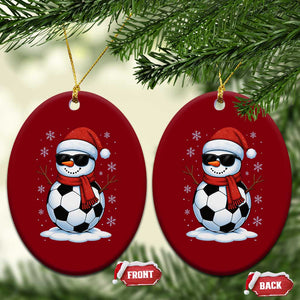 Christmas Soccer Snowman Ceramic Ornament Snowflakes Holiday Sports Xmas Pajamas Red Santa Hat TS10 Print Your Wear