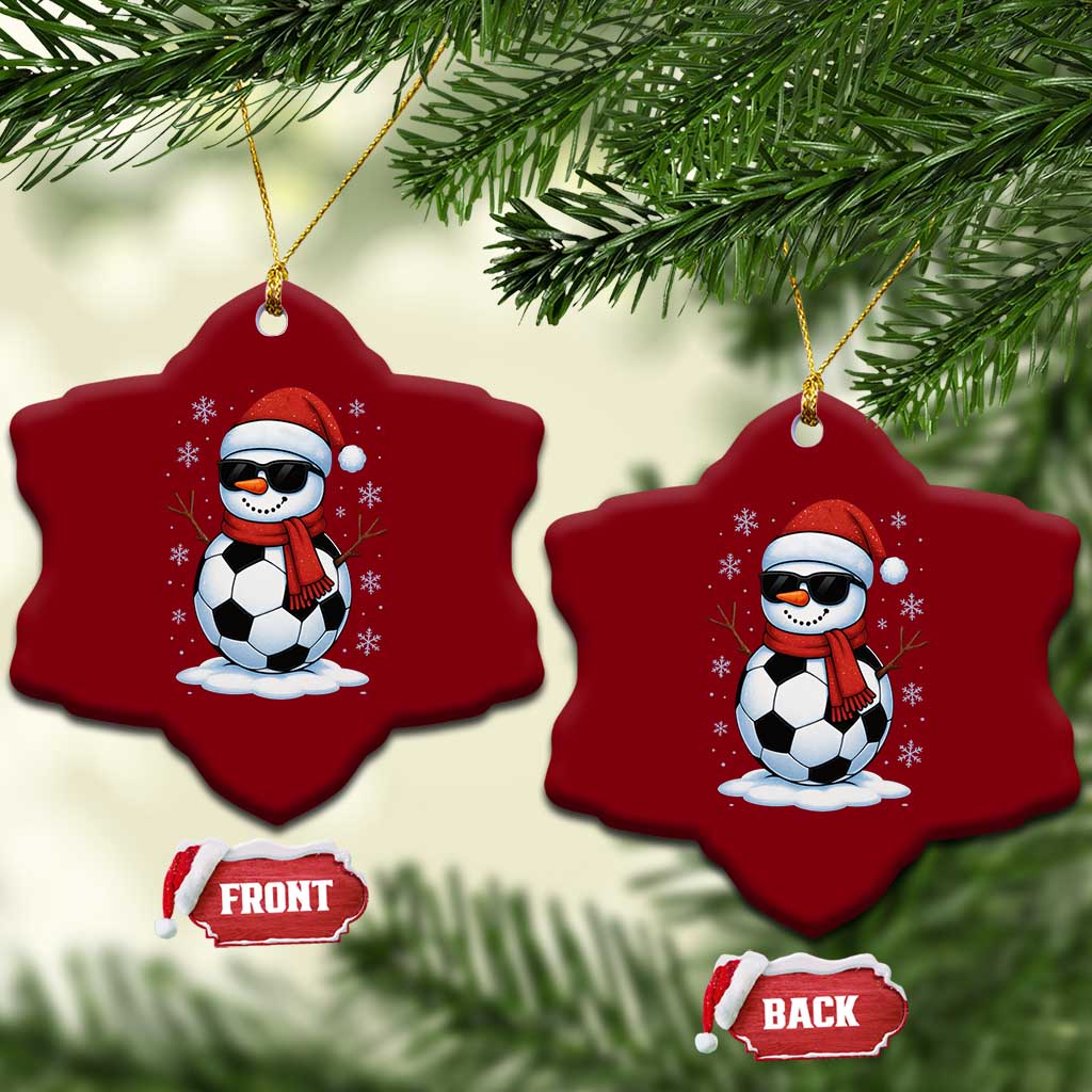 Christmas Soccer Snowman Ceramic Ornament Snowflakes Holiday Sports Xmas Pajamas Red Santa Hat TS10 Print Your Wear