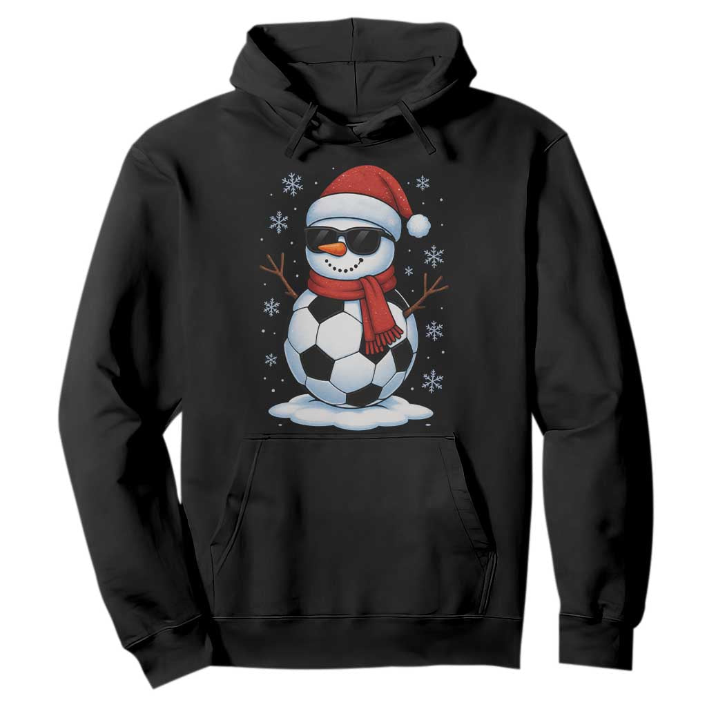 Christmas Soccer Snowman Hoodie Snowflakes Holiday Sports Xmas Pajamas Red Santa Hat TS10 Black Print Your Wear