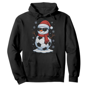 Christmas Soccer Snowman Hoodie Snowflakes Holiday Sports Xmas Pajamas Red Santa Hat TS10 Black Print Your Wear