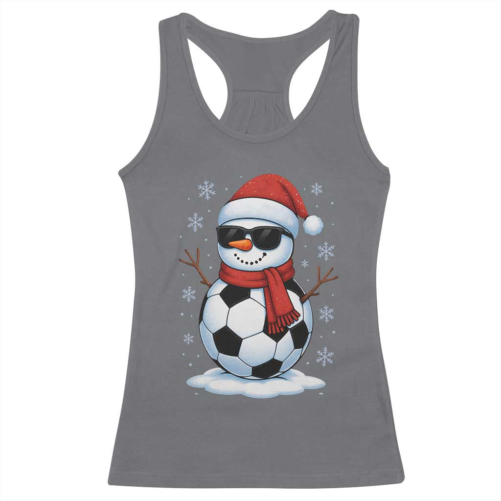 Christmas Soccer Snowman Racerback Tank Top Snowflakes Holiday Sports Xmas Pajamas Red Santa Hat TS10 Charcoal Print Your Wear