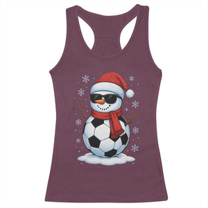 Christmas Soccer Snowman Racerback Tank Top Snowflakes Holiday Sports Xmas Pajamas Red Santa Hat TS10 Maroon Print Your Wear