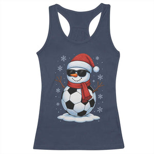 Christmas Soccer Snowman Racerback Tank Top Snowflakes Holiday Sports Xmas Pajamas Red Santa Hat TS10 Navy Print Your Wear