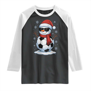 Christmas Soccer Snowman Raglan Shirt Snowflakes Holiday Sports Xmas Pajamas Red Santa Hat TS10 Black White Print Your Wear
