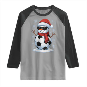Christmas Soccer Snowman Raglan Shirt Snowflakes Holiday Sports Xmas Pajamas Red Santa Hat TS10 Sport Gray Black Print Your Wear