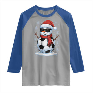 Christmas Soccer Snowman Raglan Shirt Snowflakes Holiday Sports Xmas Pajamas Red Santa Hat TS10 Sport Gray Royal Print Your Wear