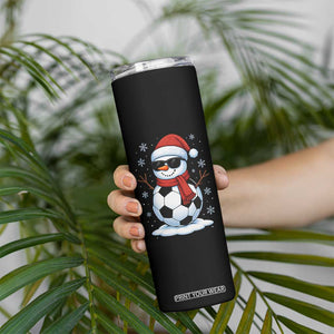Christmas Soccer Snowman Skinny Tumbler Snowflakes Holiday Sports Xmas Pajamas Red Santa Hat TS10 Print Your Wear