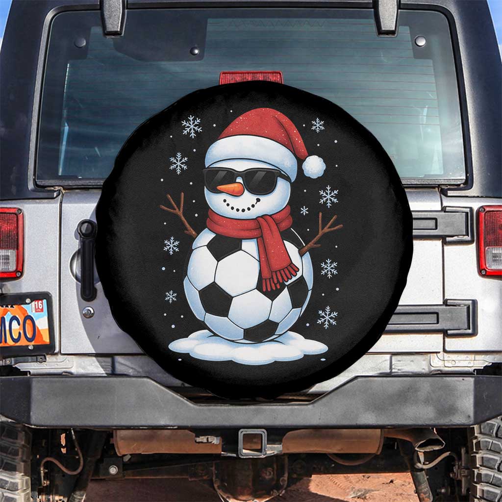 Christmas Soccer Snowman Spare Tire Cover Snowflakes Holiday Sports Xmas Pajamas Red Santa Hat TS10 No hole Black Print Your Wear