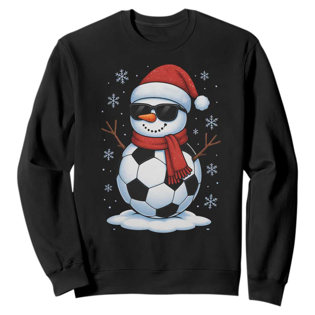 Christmas Soccer Snowman Sweatshirt Snowflakes Holiday Sports Xmas Pajamas Red Santa Hat TS10 Black Print Your Wear