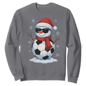 Christmas Soccer Snowman Sweatshirt Snowflakes Holiday Sports Xmas Pajamas Red Santa Hat TS10 Charcoal Print Your Wear