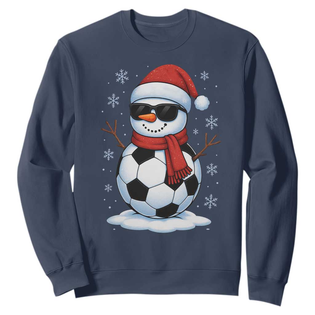Christmas Soccer Snowman Sweatshirt Snowflakes Holiday Sports Xmas Pajamas Red Santa Hat TS10 Navy Print Your Wear