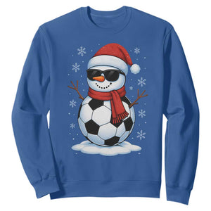 Christmas Soccer Snowman Sweatshirt Snowflakes Holiday Sports Xmas Pajamas Red Santa Hat TS10 Royal Blue Print Your Wear
