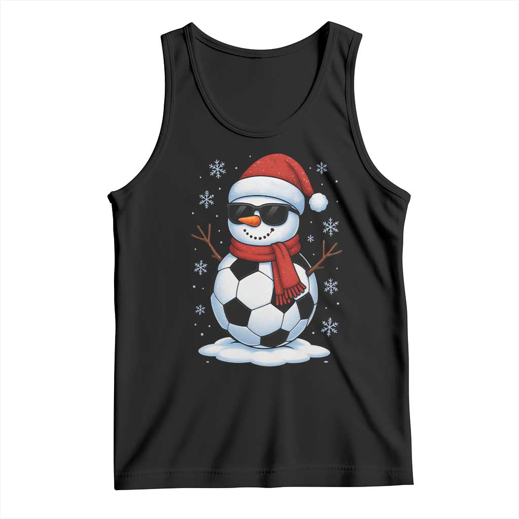 Christmas Soccer Snowman Tank Top Snowflakes Holiday Sports Xmas Pajamas Red Santa Hat TS10 Black Print Your Wear