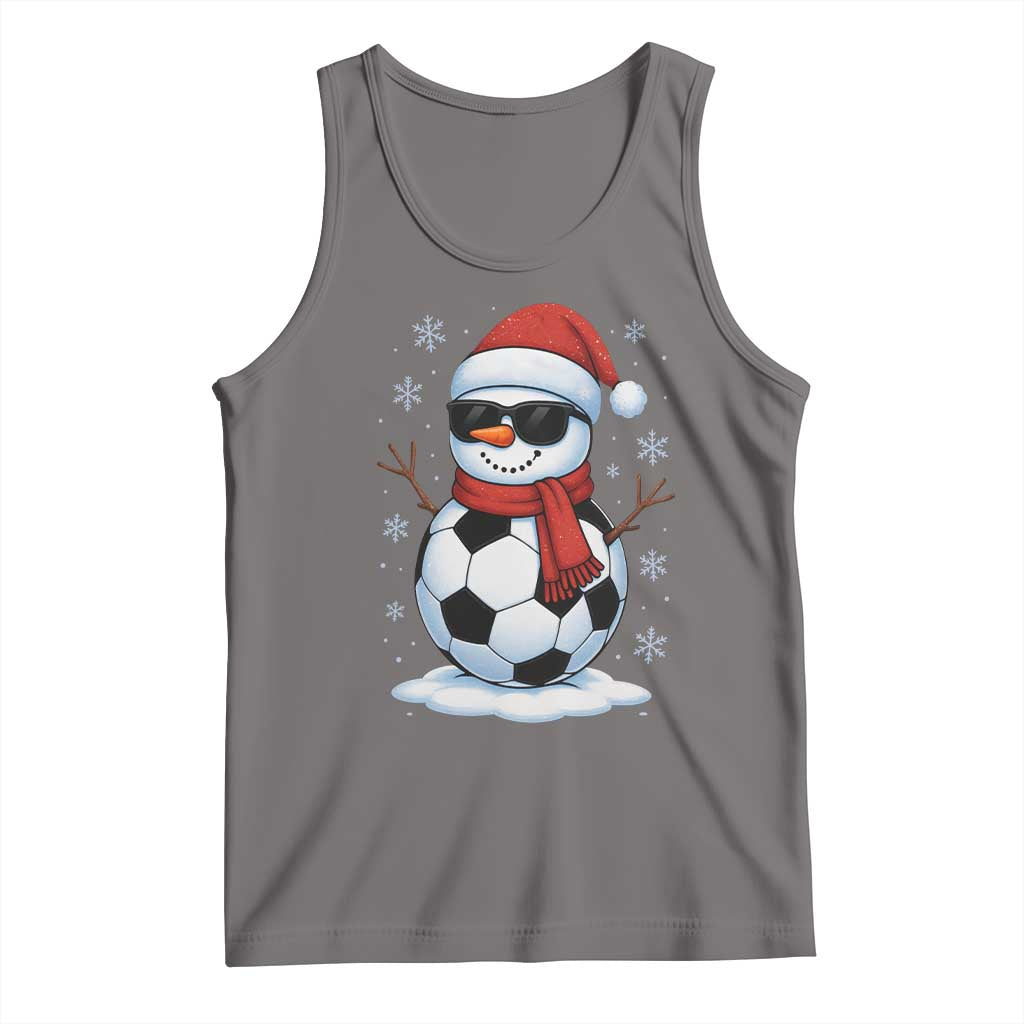 Christmas Soccer Snowman Tank Top Snowflakes Holiday Sports Xmas Pajamas Red Santa Hat TS10 Deep Heather Print Your Wear